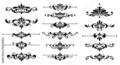 set of floral design elements