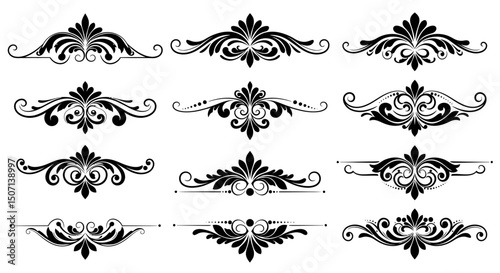 set of floral design elements