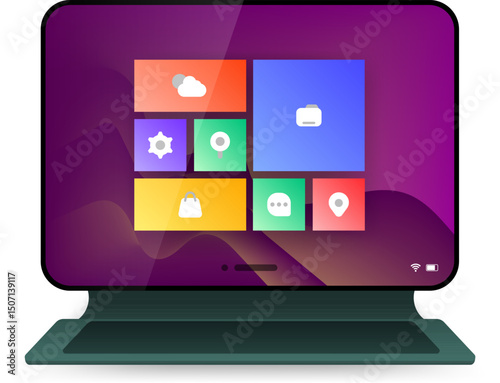 Modern Tablet Displaying a Full Desktop Operating System Interface