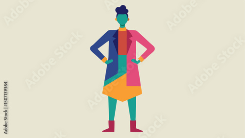 EcoFashion A model wearing an eclectic outfit made of mixed secondhand clothes standing in a pose that highlights the uniqueness of thrifted fashion.