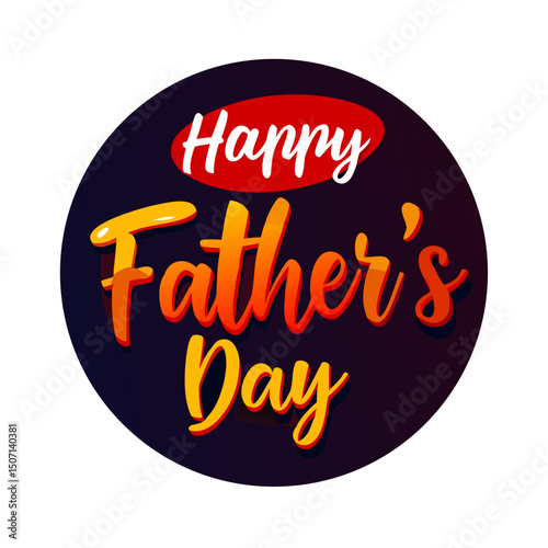 Happy Father's Day Dark Circle, Father's Day Gradient Text, Round Father's Day Design, Father's Day Celebration Circle, Stylish Father's Day Graphic

