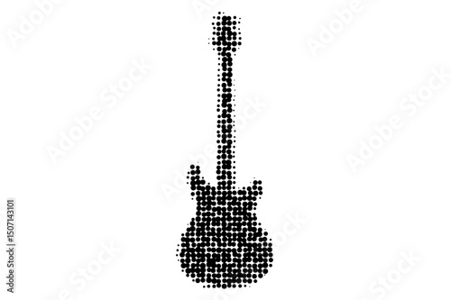 Halftone Bass Guitar Black Dot Pattern