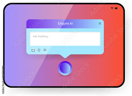 Tablet Mockup with AI Assistant Chat Pop Up Interface