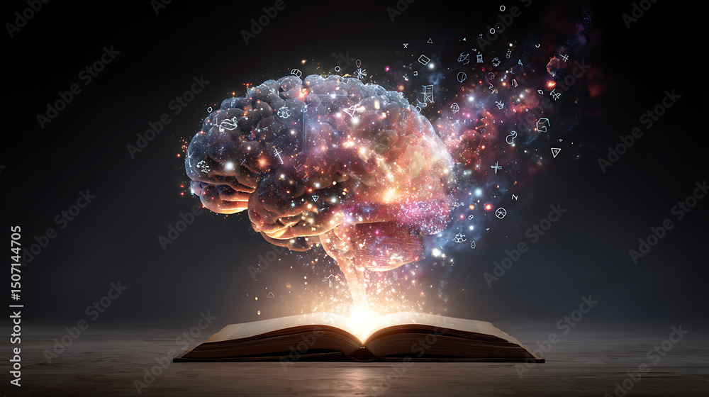 Obraz premium Exploding Brain of Ideas and Knowledge