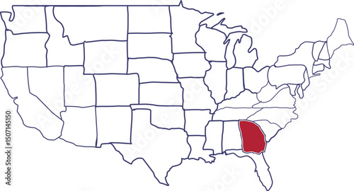 Georgia Map vector, united states of america map