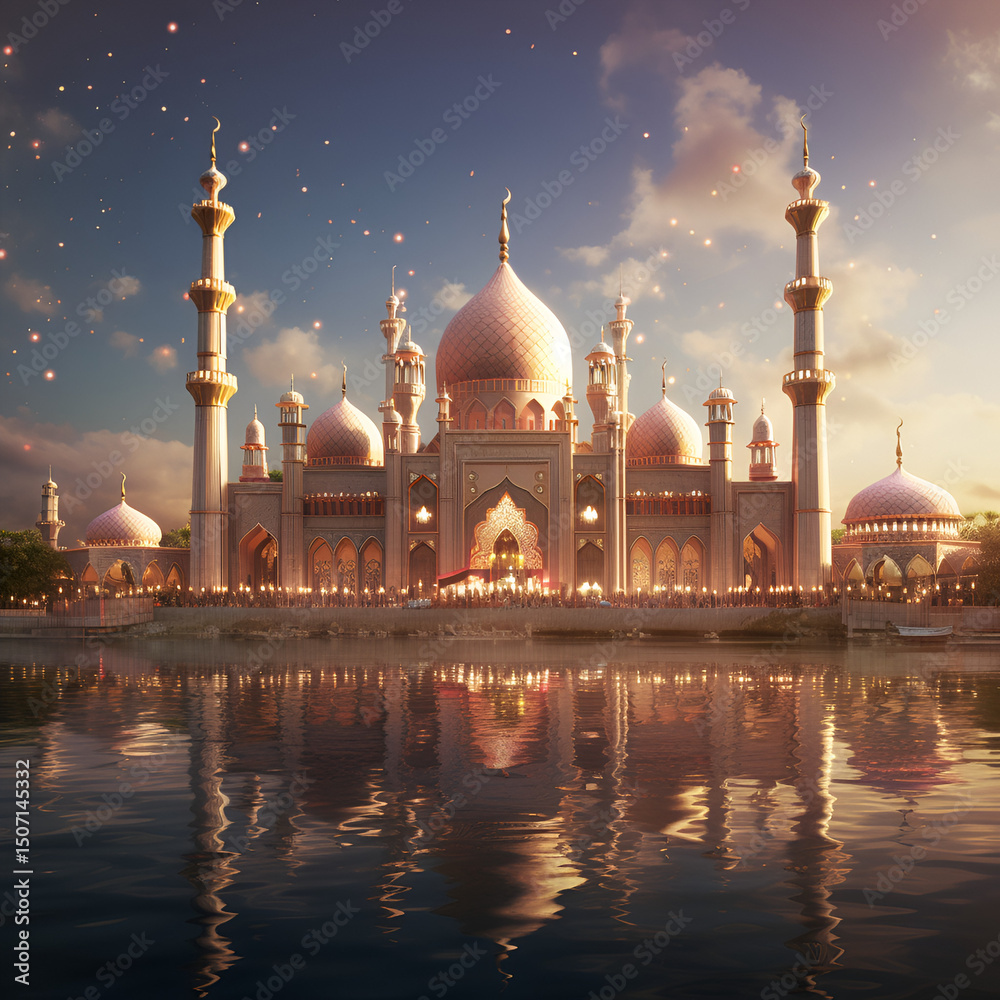 Naklejka premium mosque in the night