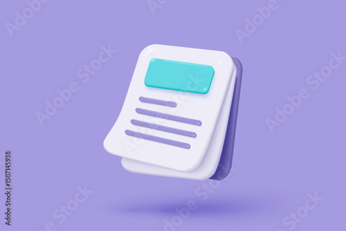 3d folder and paper sheet for management multimedia file cyberspace, document efficient work on project plan. Image paperwork and video document folder icon. 3d picture icon vector render Illustration