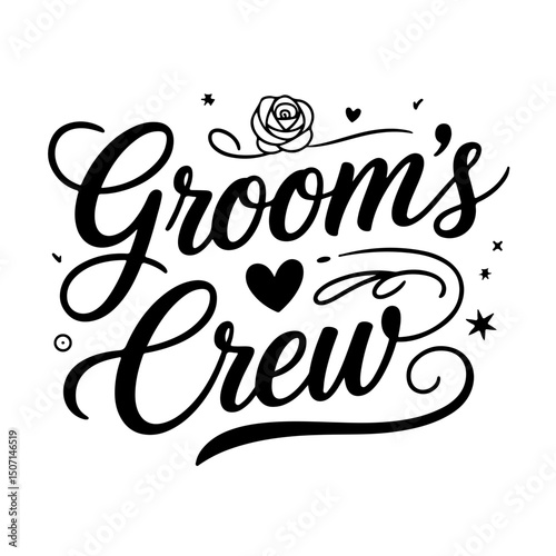 Groom's Crew. Bridal Party Quotes Vector Design Isolated on White Background