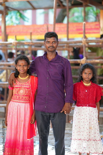 Happy family in the city