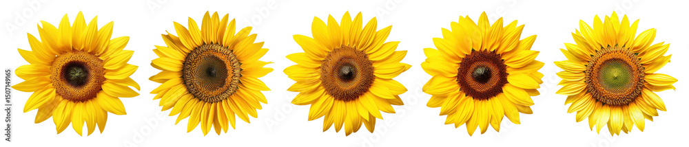 Fototapeta premium PNG Vibrant sunflowers in bloom, element set on transparent background