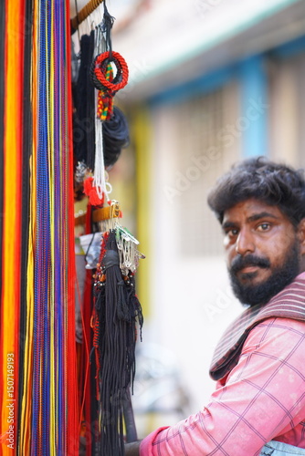 street vendor in background in india