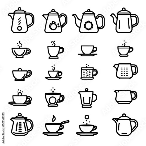 コーヒーと紅茶のアイコン集｜Coffee and Tea Icon Collection