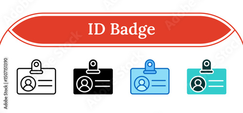 ID Badge - Multi Style Outline, Glyph Silhouette, Blue, Dual Tone Icon - Personal identification badge, representing official identity or access pass