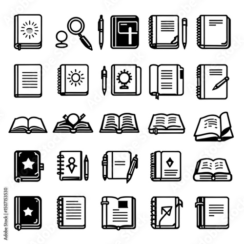 ノートとブックのアイコン集｜Notebook and Book Icon Collection