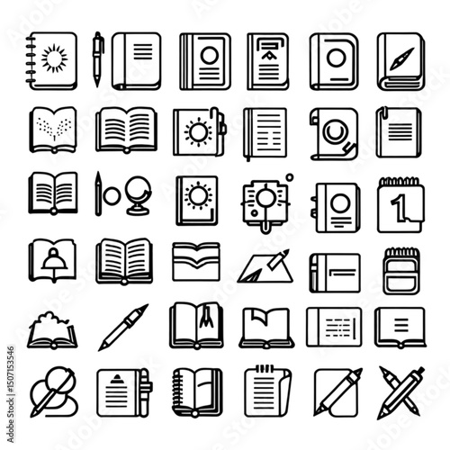 ノートとブックのアイコン集｜Notebook and Book Icon Collection