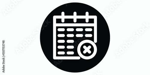 Failed calendar icon in black round style. Vector icon pixel perfect