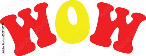 Colorful "WOW" text graphic design.