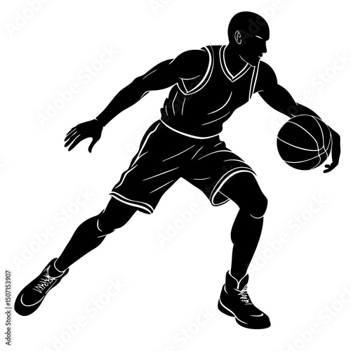 Basketball Player Dribble – Sport Silhouette Action Vector