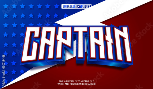 Editable 3d text style effect - Captain text effect Template