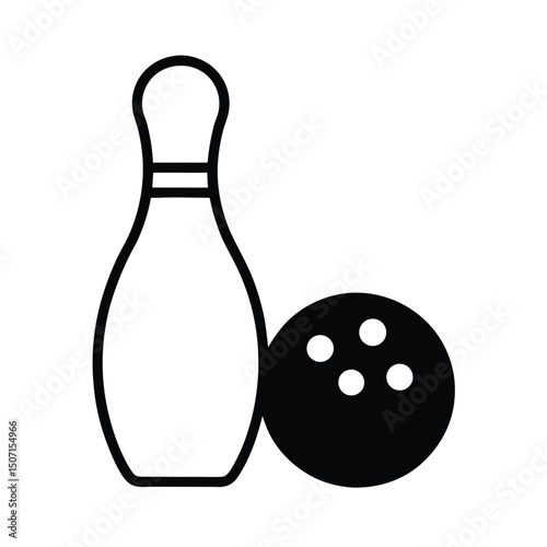 bowling ball and pins on white background