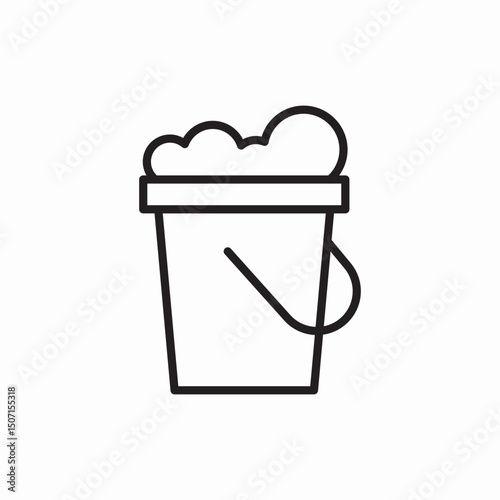 cleaning bucket mop icon vector sign