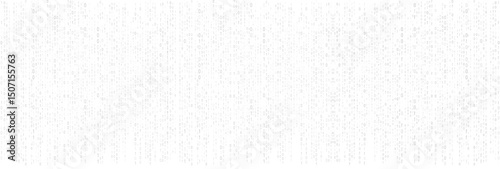 Matrix binary code background with white digital rain effect. Ideal for cyberpunk themes, tech designs, hacking or coding visuals, sci-fi and digital interfaces. Vector illustration.