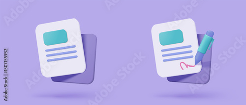 3d white clipboard task management todo check list with pen, efficient work on project plan, fast progress, level up concept, assignment and exam checklist icon. 3d vector render on purple background