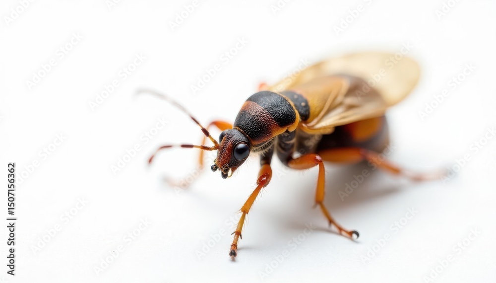 Fototapeta premium Close-up of single insect on stark white background, one, macro, white background photography