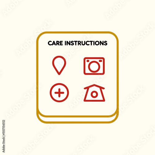 Care instructions with icons for labels and documents design  