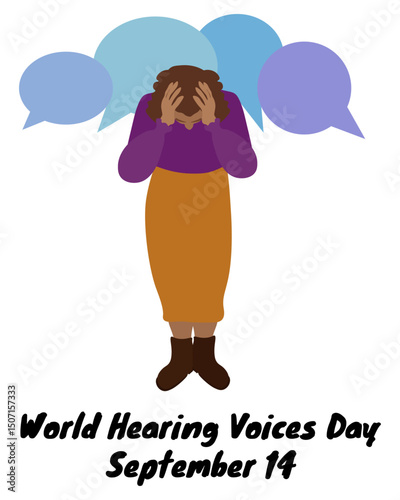 World Hearing Voices Day, vertical poster, banner or flyer design about health