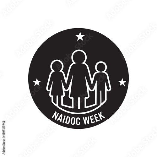 NAIDOC WEEK  Silhouette Vector Illustration, Solid White Background.