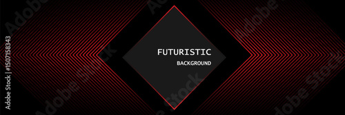3D black red techno abstract background overlap layer on dark space with glowing lines decoration.