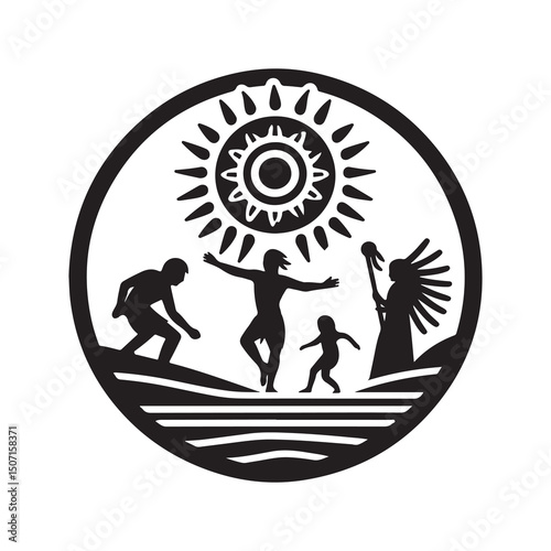 NAIDOC WEEK  Silhouette Vector Illustration, Solid White Background.