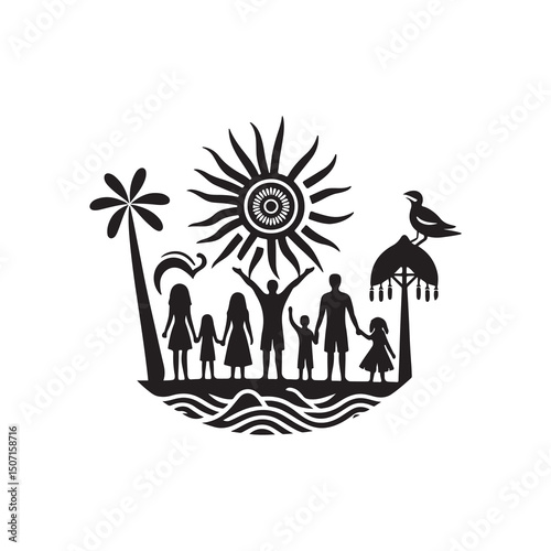 NAIDOC WEEK  Silhouette Vector Illustration, Solid White Background.