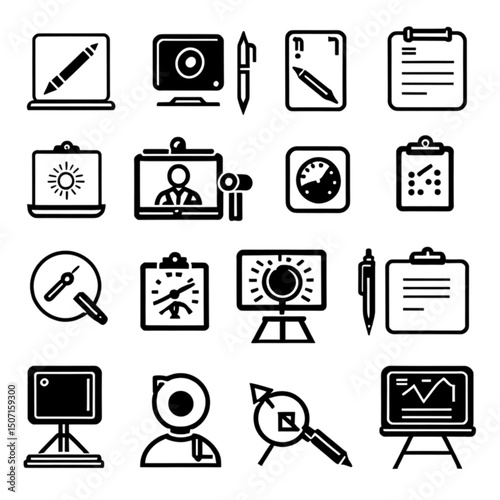 リモート学習とコミュニケーションアイコン｜Remote Learning and Communication Icons