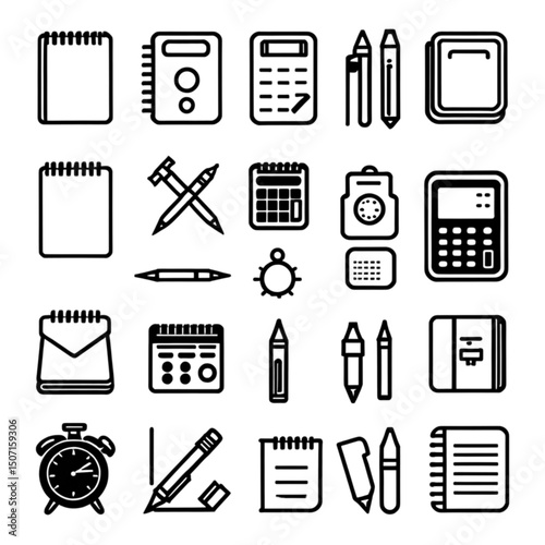 計算と文房具のアイコンコレクション｜Calculator and Stationery Icon Collection