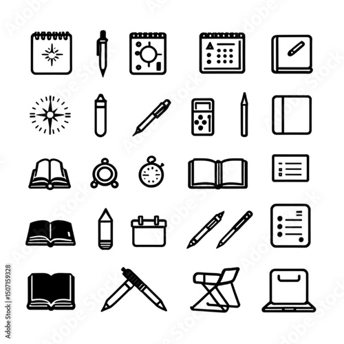 計算と文房具のアイコンコレクション｜Calculator and Stationery Icon Collection