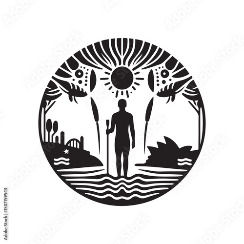 NAIDOC WEEK  Silhouette Vector Illustration, Solid White Background.