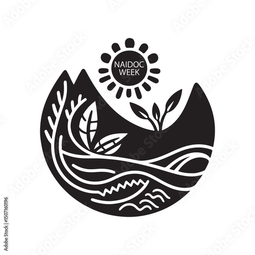 NAIDOC WEEK  Silhouette Vector Illustration, Solid White Background.
