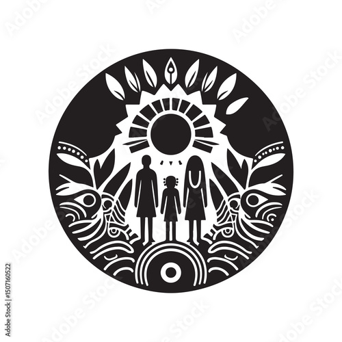 NAIDOC WEEK  Silhouette Vector Illustration, Solid White Background.