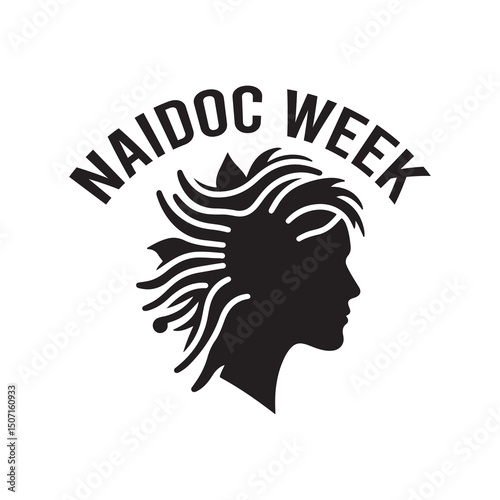 NAIDOC WEEK  Silhouette Vector Illustration, Solid White Background.