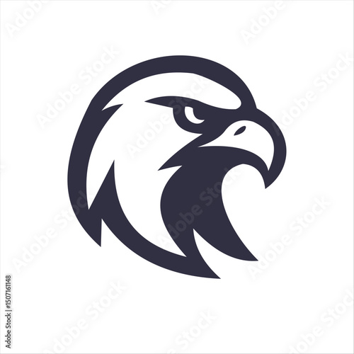 Eagle's Serene Gaze: A sophisticated graphic showcases a dignified eagle's head, rendered in a simplistic and sleek style, embodies strength, focus, and freedom.
