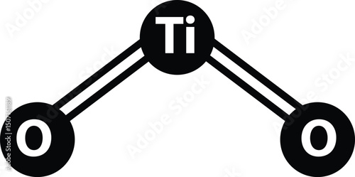 Titanium dioxide molecule. TiO2 titanium dioxide molecule sign. Titania molecule TiO2 consisting of titanium and oxygen symbol. flat style.