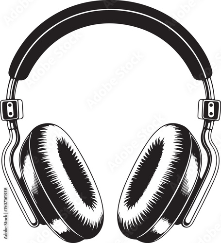 Classic over ear DJ headphones, perfect for music mixing, audio enthusiasts, and sound themes