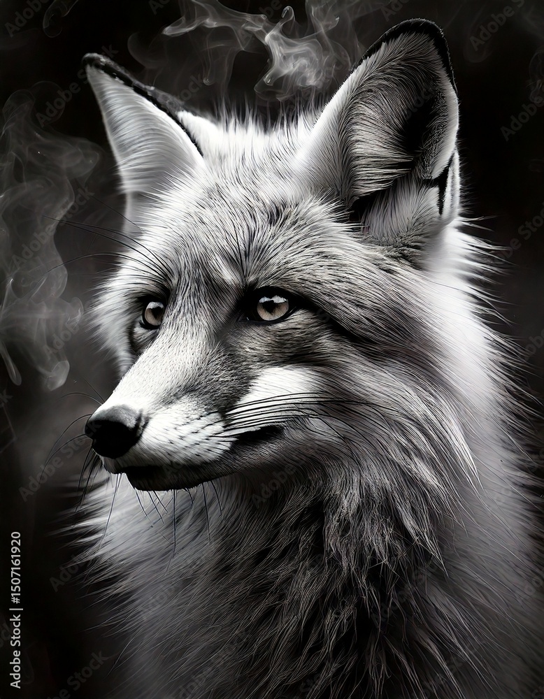 Naklejka premium Fuchs, digitale Rauchkunst im hintergrund