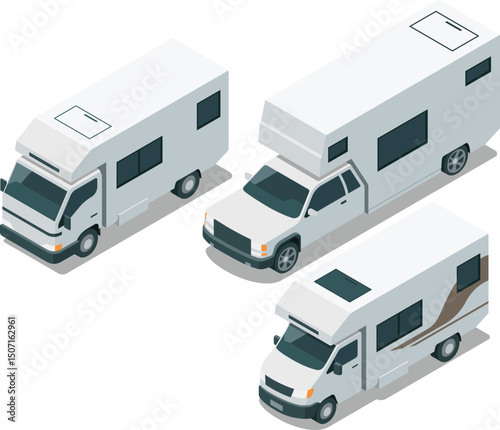 Isometric motorhome mobile home caravan