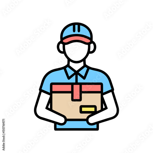 Delivery courier holding package in blue uniform for Shipping & Delivery  