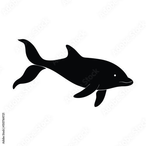 Beluga Whale Swimming Vector Silhouette