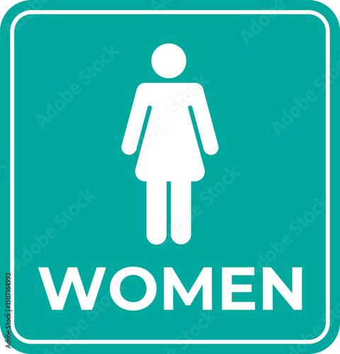 Teal Women's Restroom Sign  Clean, Simple, and Informative Design