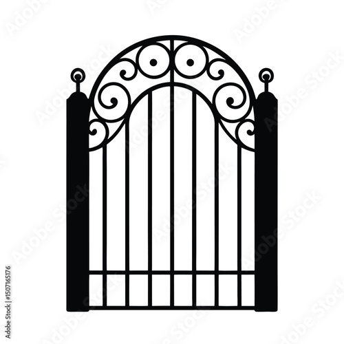 Wrought Iron Gate Vector Silhouette